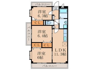 カーサ宮の前の物件間取画像